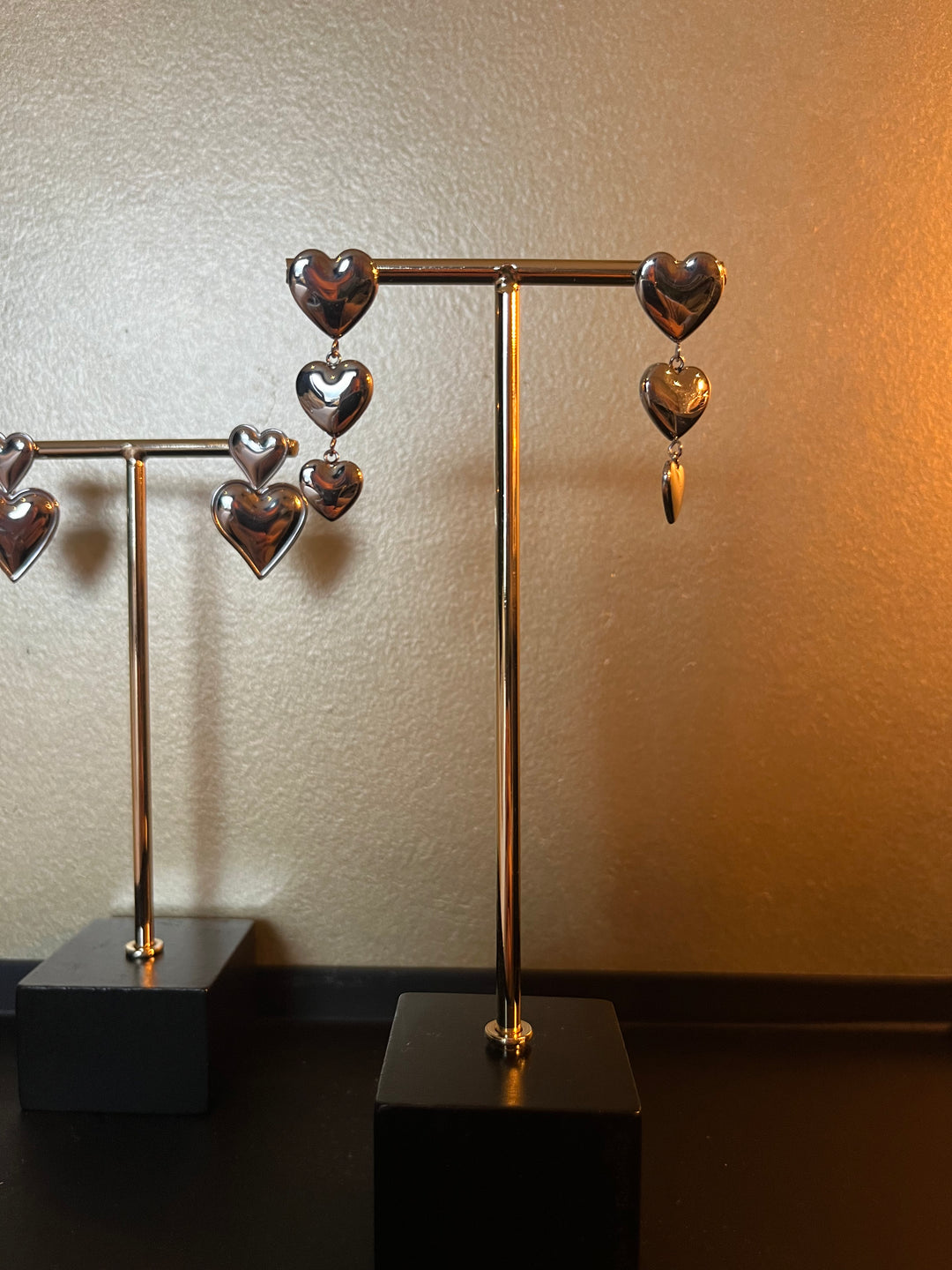 Heart stack earrings Silver